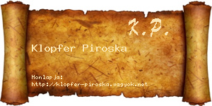 Klopfer Piroska névjegykártya